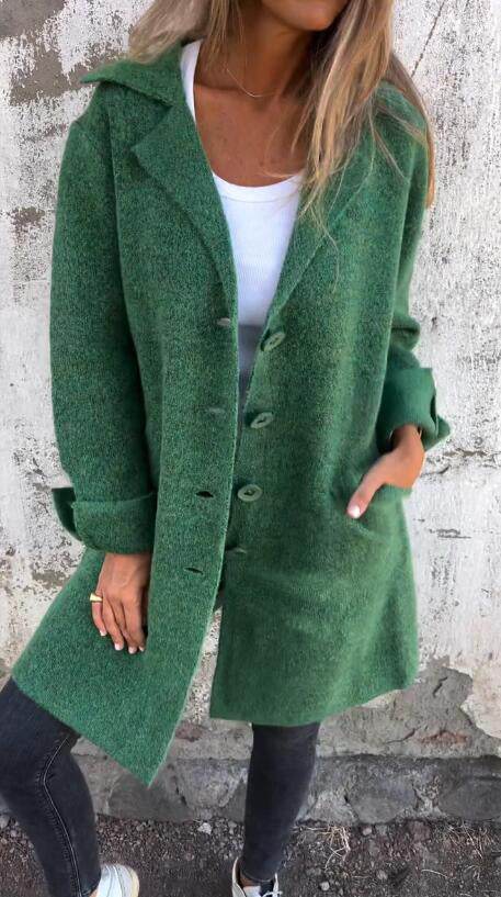 Cardigan Mi-Long à Boutons Simple avec Poches - Clairea Boutique