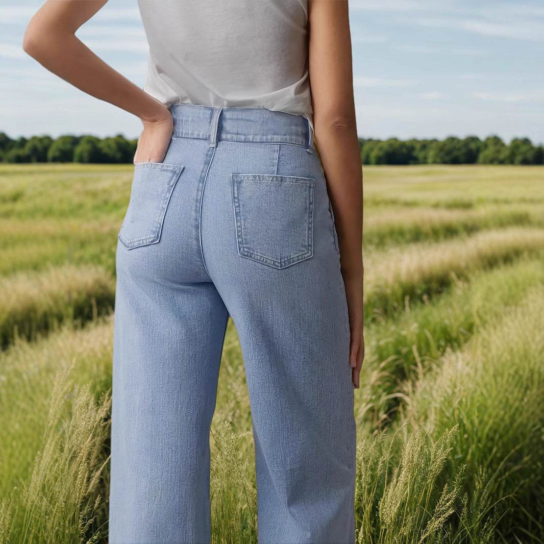 Jean Taille Haute Perles & Stretch - Clairea Boutique