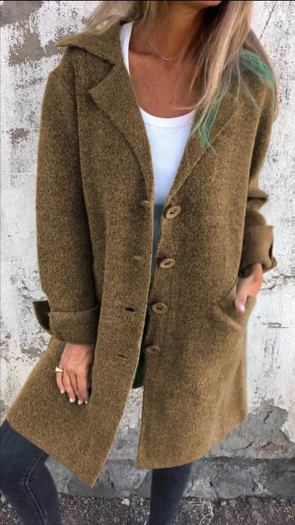 Cardigan Mi-Long à Boutons Simple avec Poches - Clairea Boutique