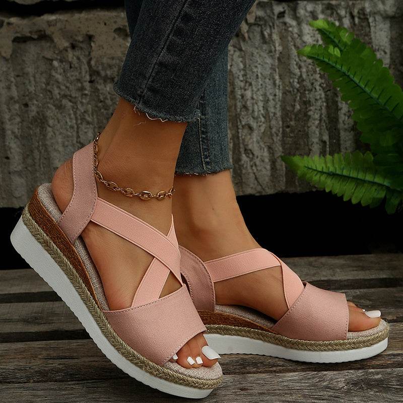 Sandales Compensées À Brides Croisées - Clairea Boutique