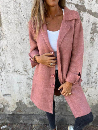 Cardigan Mi-Long à Boutons Simple avec Poches - Clairea Boutique
