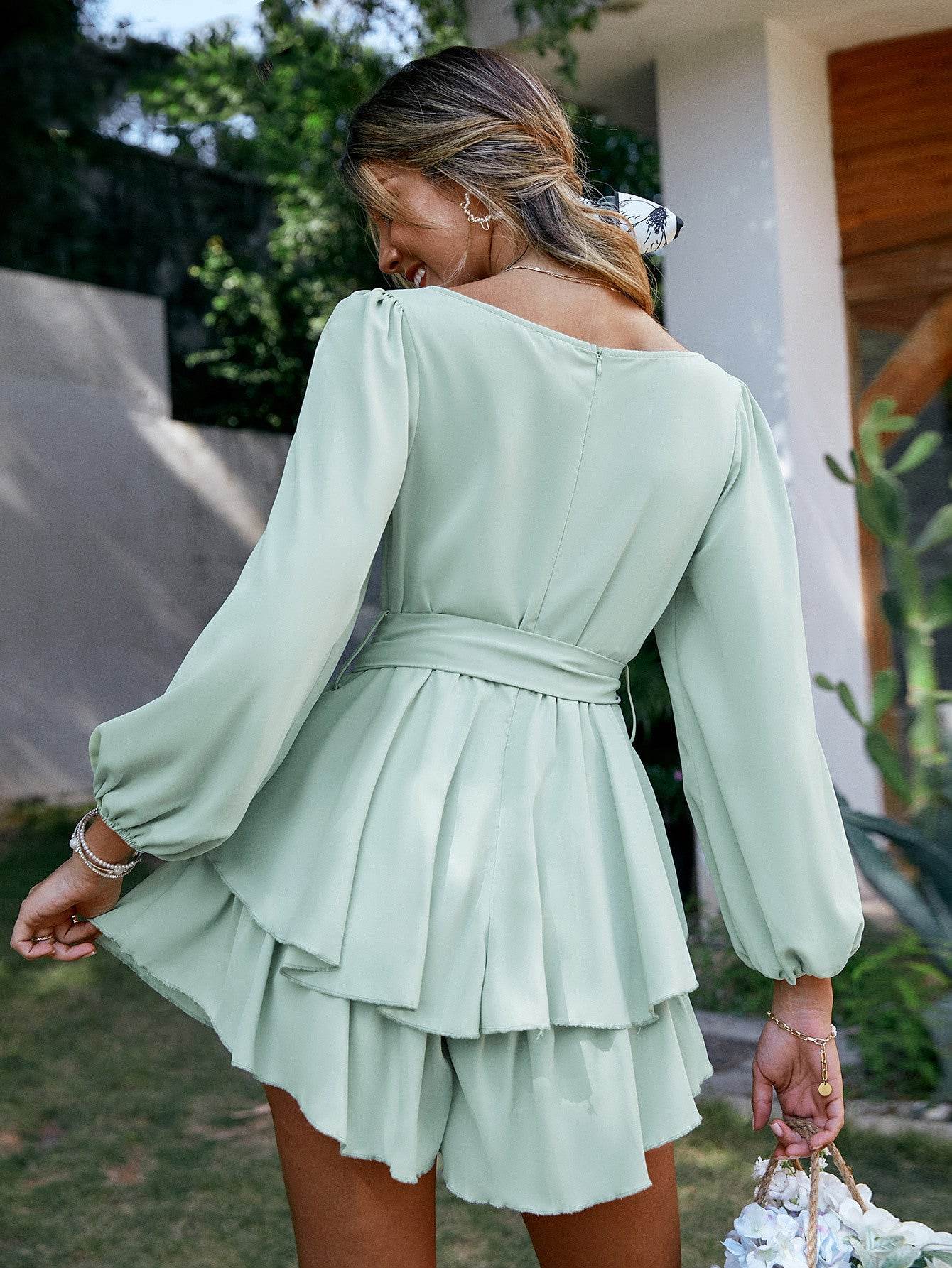 Robe Bohème Verte Broderie Fine - Clairea Boutique