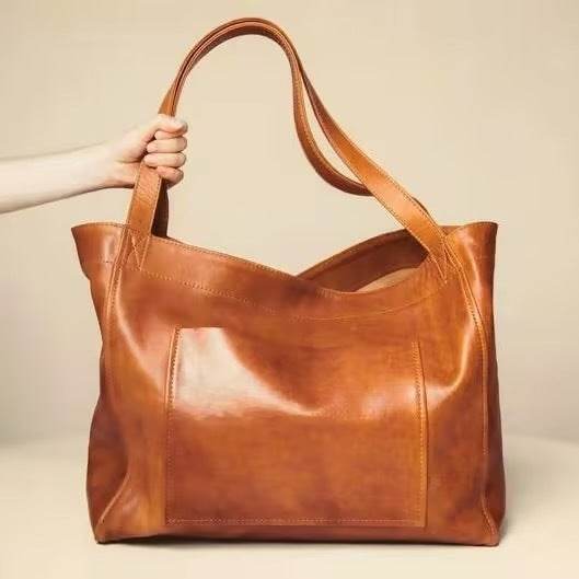 Sac Cabas Femme en Cuir Ciré Grand Format Élégant et Résistant - Clairea Boutique