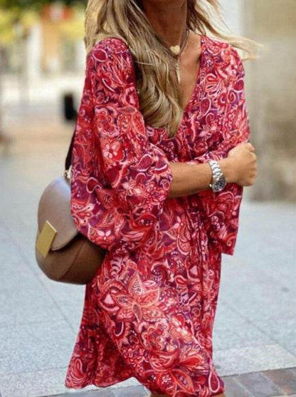 Nouvelle Robe Bohème Imprimée - Clairea Boutique