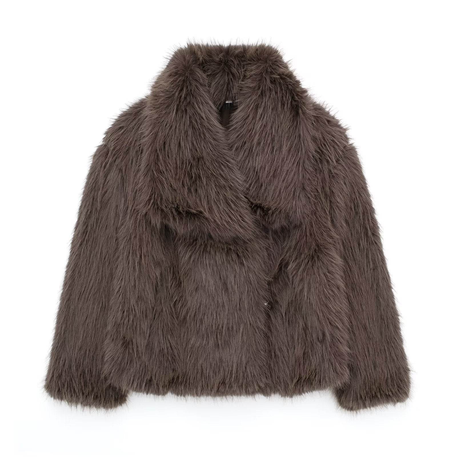 Manteau Hiver Épais Femme – Col à Revers en Fausse Fourrure - Clairea Boutique