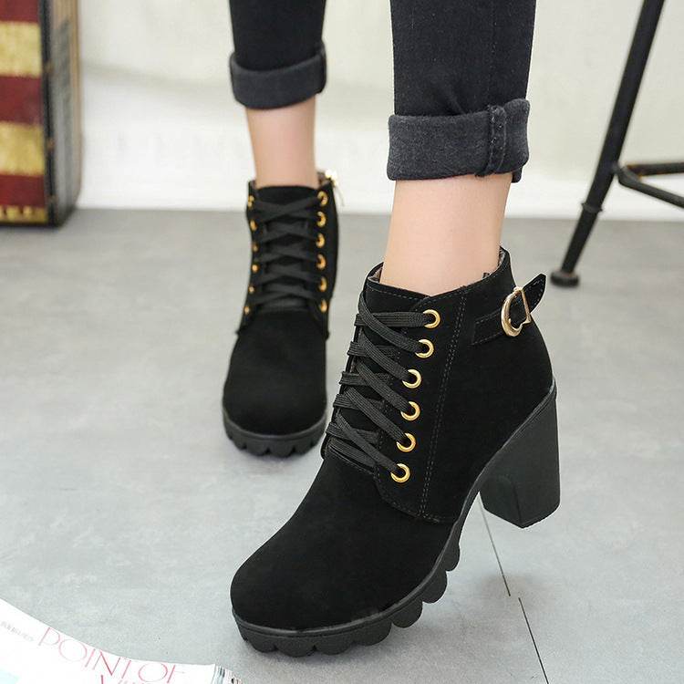 Bottines à Talons Bloc avec Boucle - Clairea Boutique