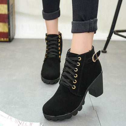 Bottines à Talons Bloc avec Boucle - Clairea Boutique