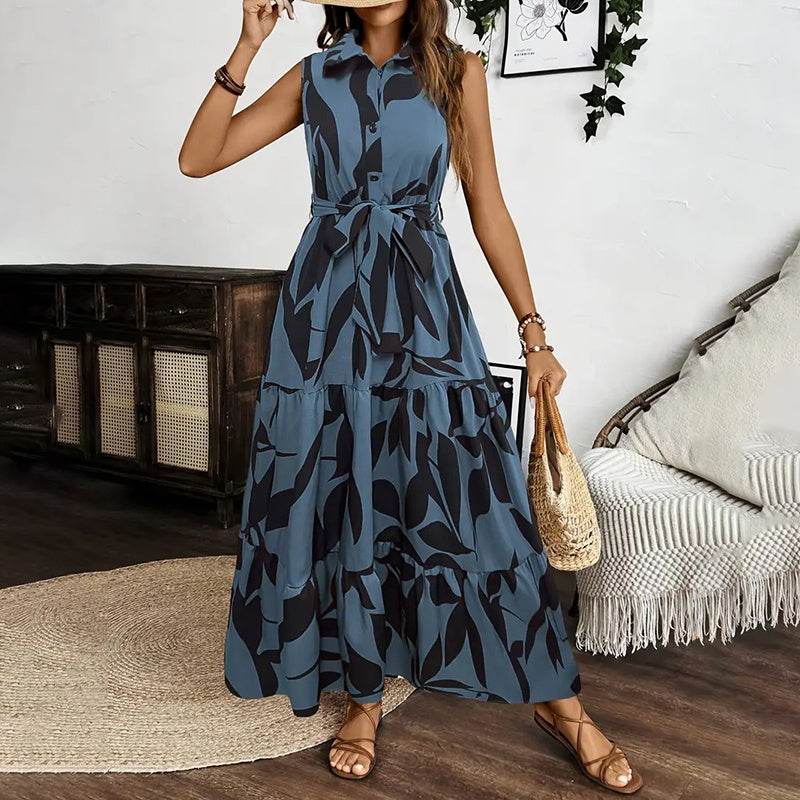 Robe Longue Bohème Sans Manches à Fleurs - Clairea Boutique
