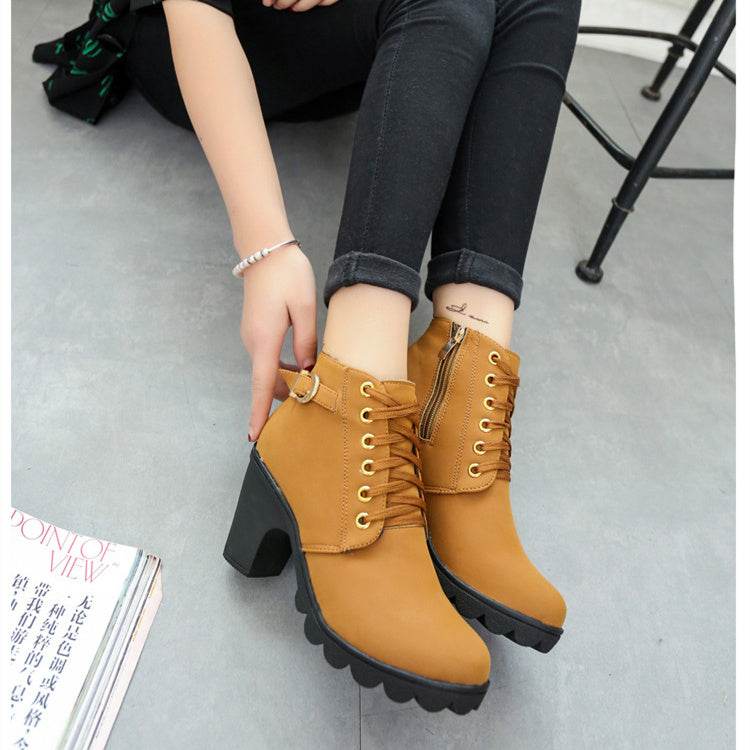 Bottines à Talons Bloc avec Boucle - Clairea Boutique