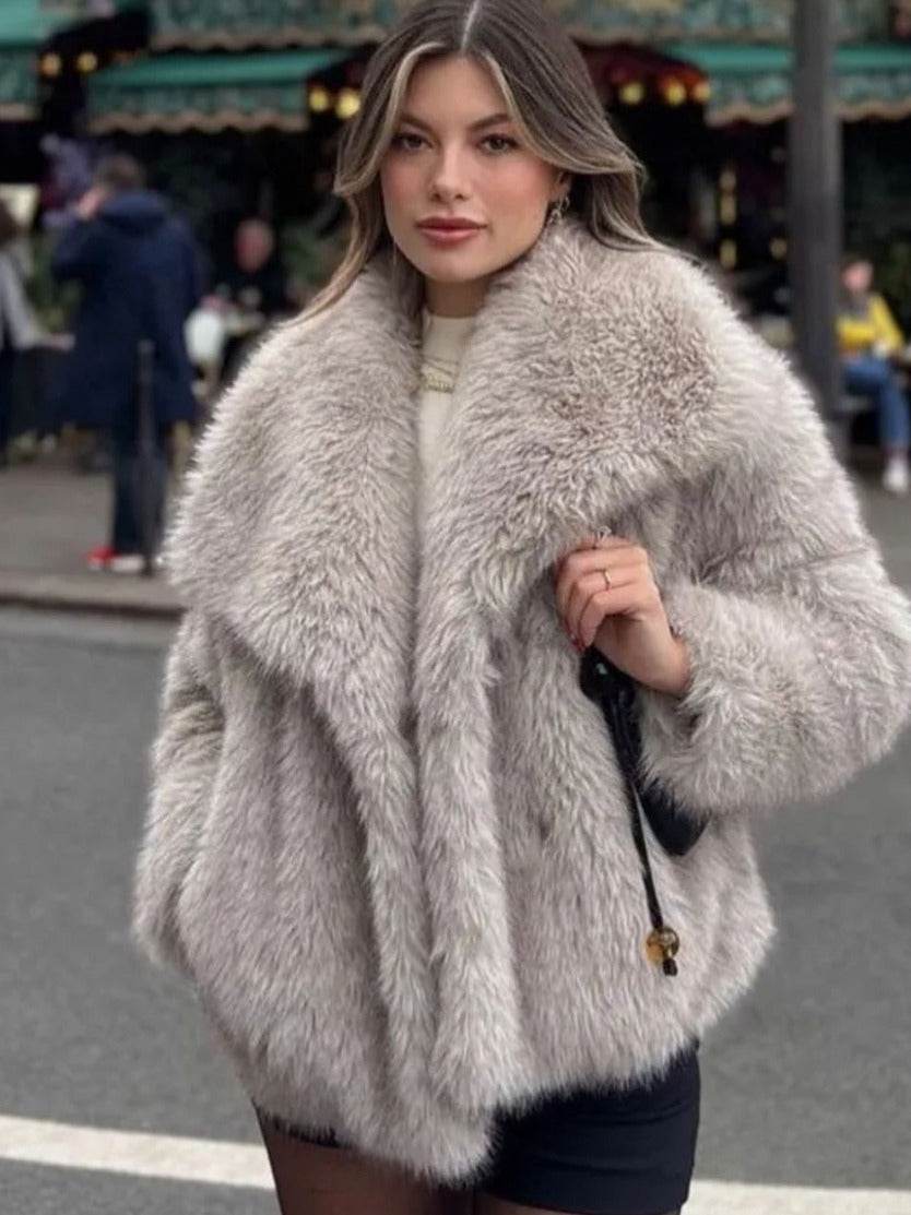 Manteau Hiver Épais Femme – Col à Revers en Fausse Fourrure - Clairea Boutique