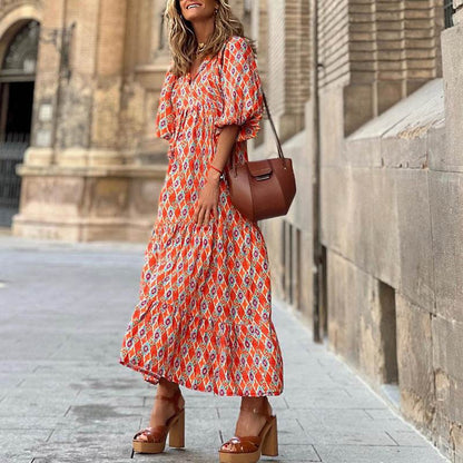 Robe Bohème Élégante Imprimée Vintage - Clairea Boutique