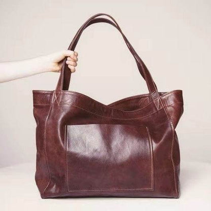 Sac Cabas Femme en Cuir Ciré Grand Format Élégant et Résistant - Clairea Boutique