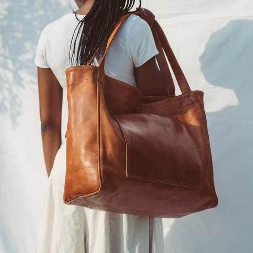 Sac Cabas Femme en Cuir Ciré Grand Format Élégant et Résistant - Clairea Boutique