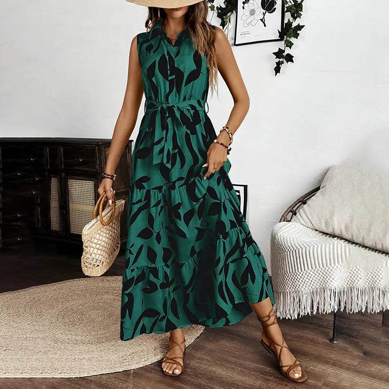 Robe Longue Bohème Sans Manches à Fleurs - Clairea Boutique