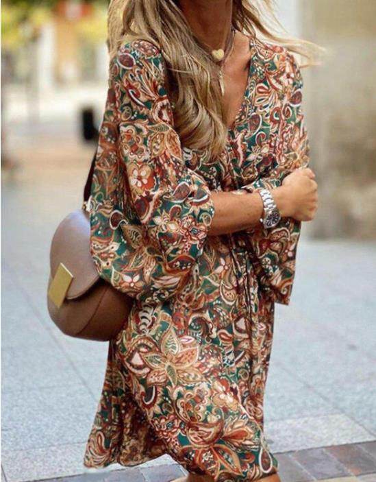 Nouvelle Robe Bohème Imprimée - Clairea Boutique
