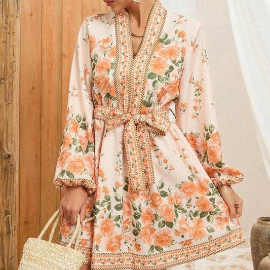 Robe Hiver à Imprimé Fleuri - Clairea Boutique