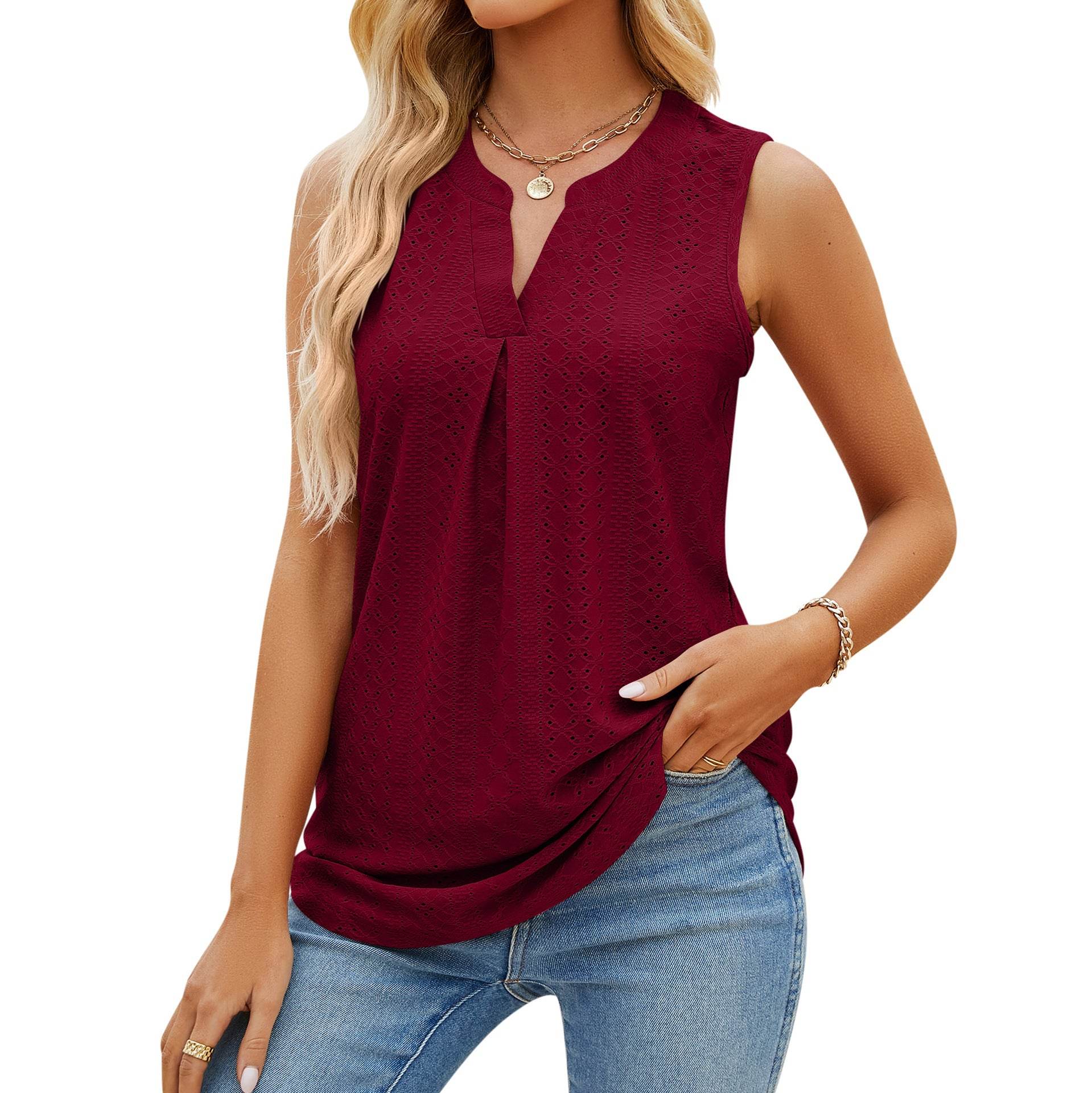 Débardeur Slim d’Été Sans Manches à Col V - Clairea Boutique