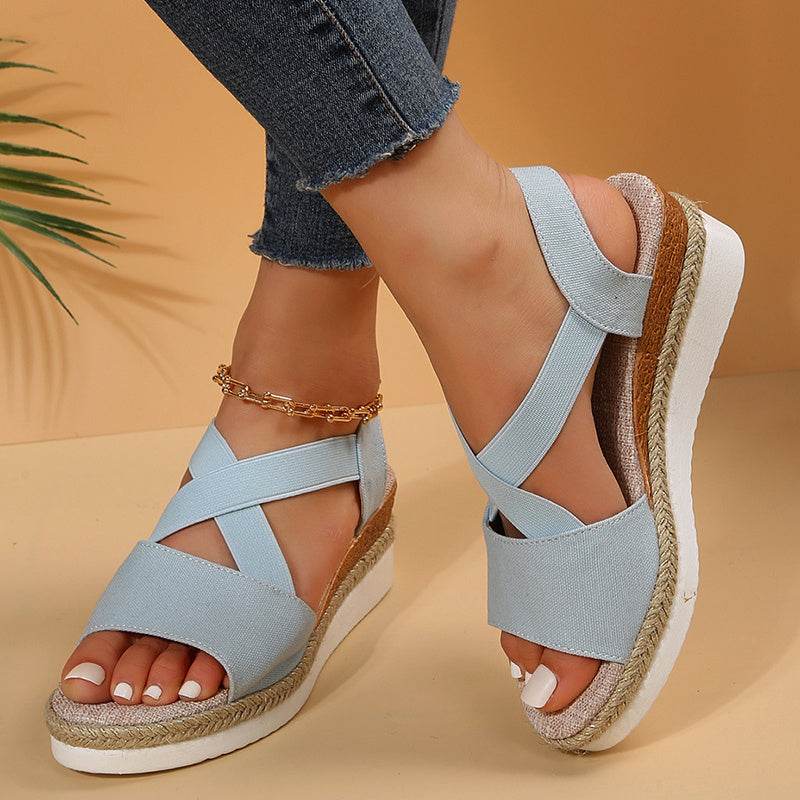 Sandales Compensées À Brides Croisées - Clairea Boutique