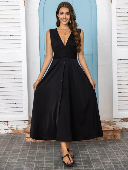 Robe longue sans manches à décolleté plongeant - Clairea Boutique