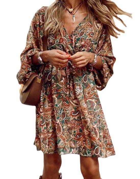 Nouvelle Robe Bohème Imprimée - Clairea Boutique