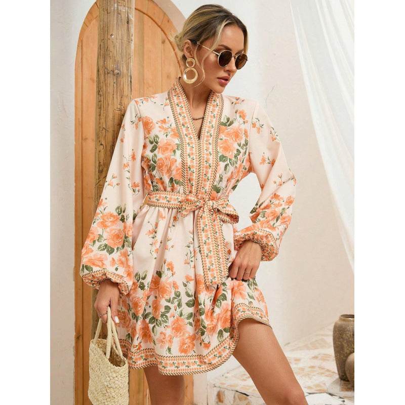 Robe Hiver à Imprimé Fleuri - Clairea Boutique