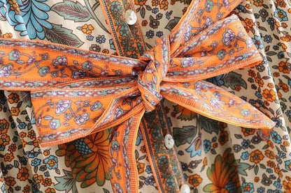 Robe Imprimé Tournesol avec Ceinture - Clairea Boutique