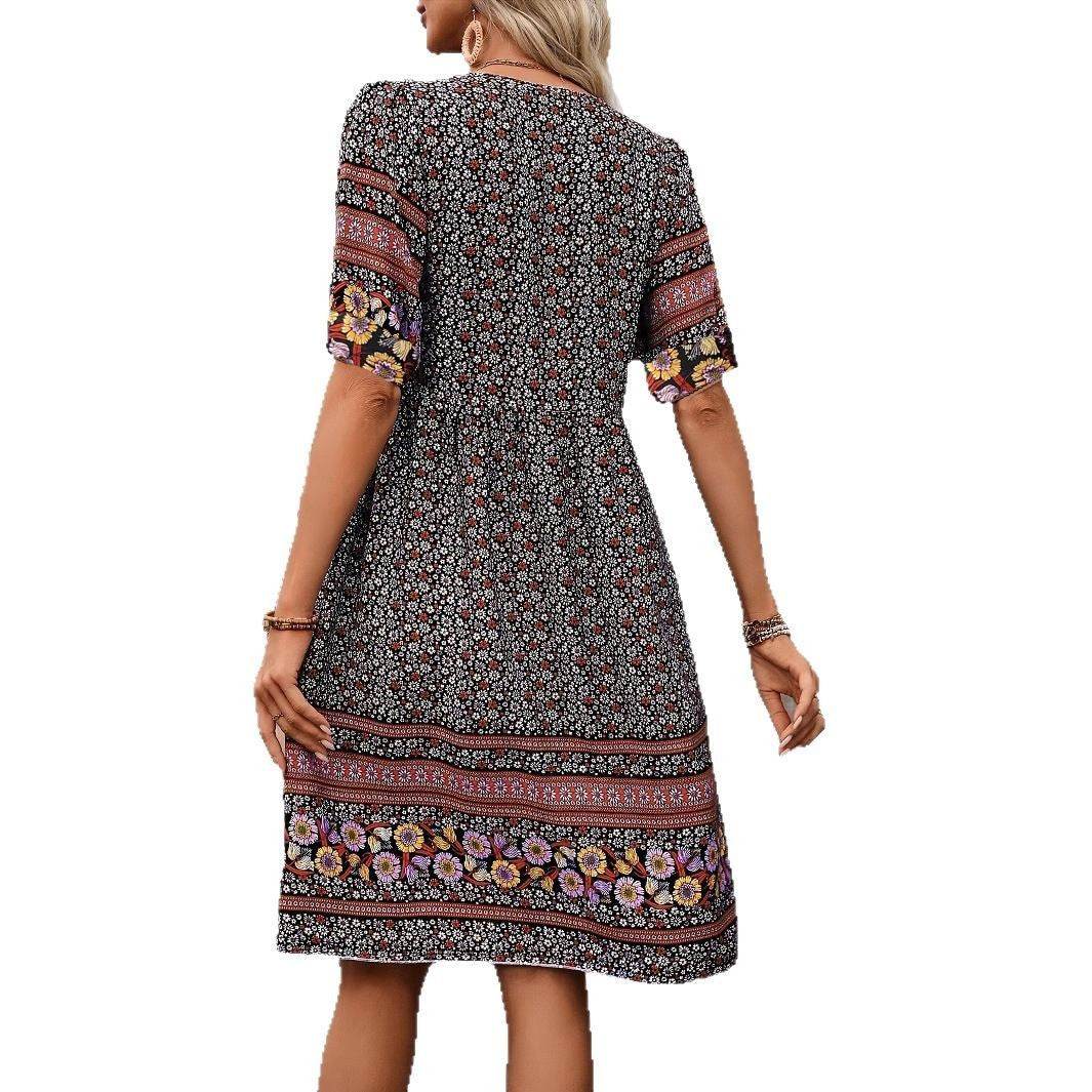 Robe Bohème Femme à Col V - Clairea Boutique