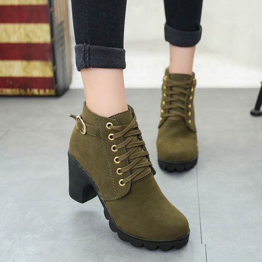 Bottines à Talons Bloc avec Boucle - Clairea Boutique