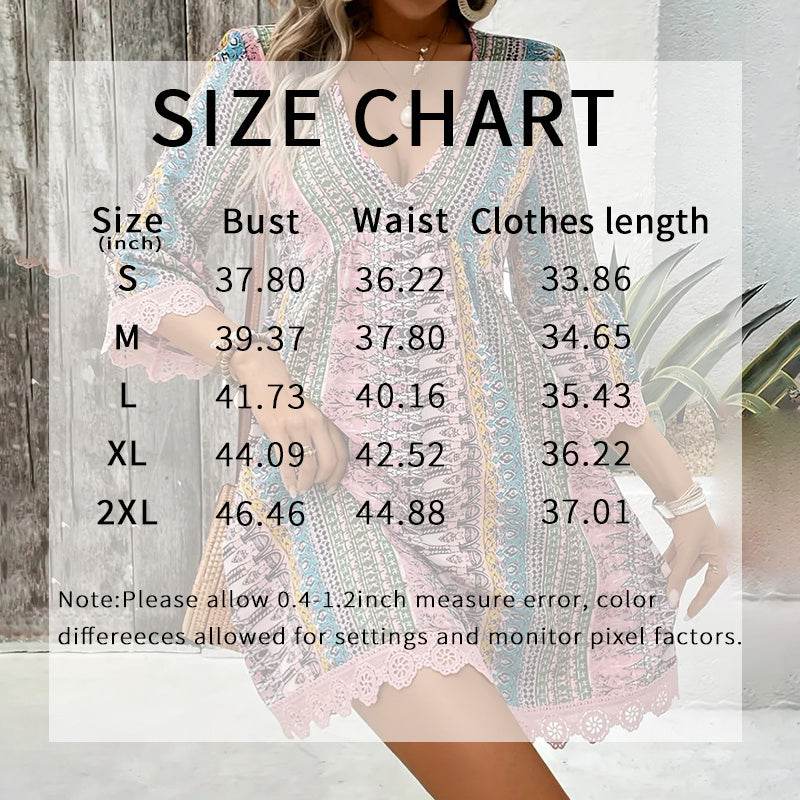 Robe Courte Bohème à Imprimés - Clairea Boutique