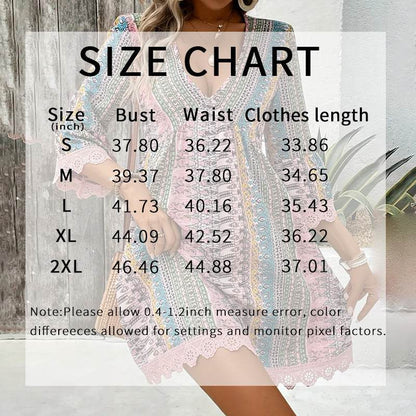 Robe Courte Bohème à Imprimés - Clairea Boutique