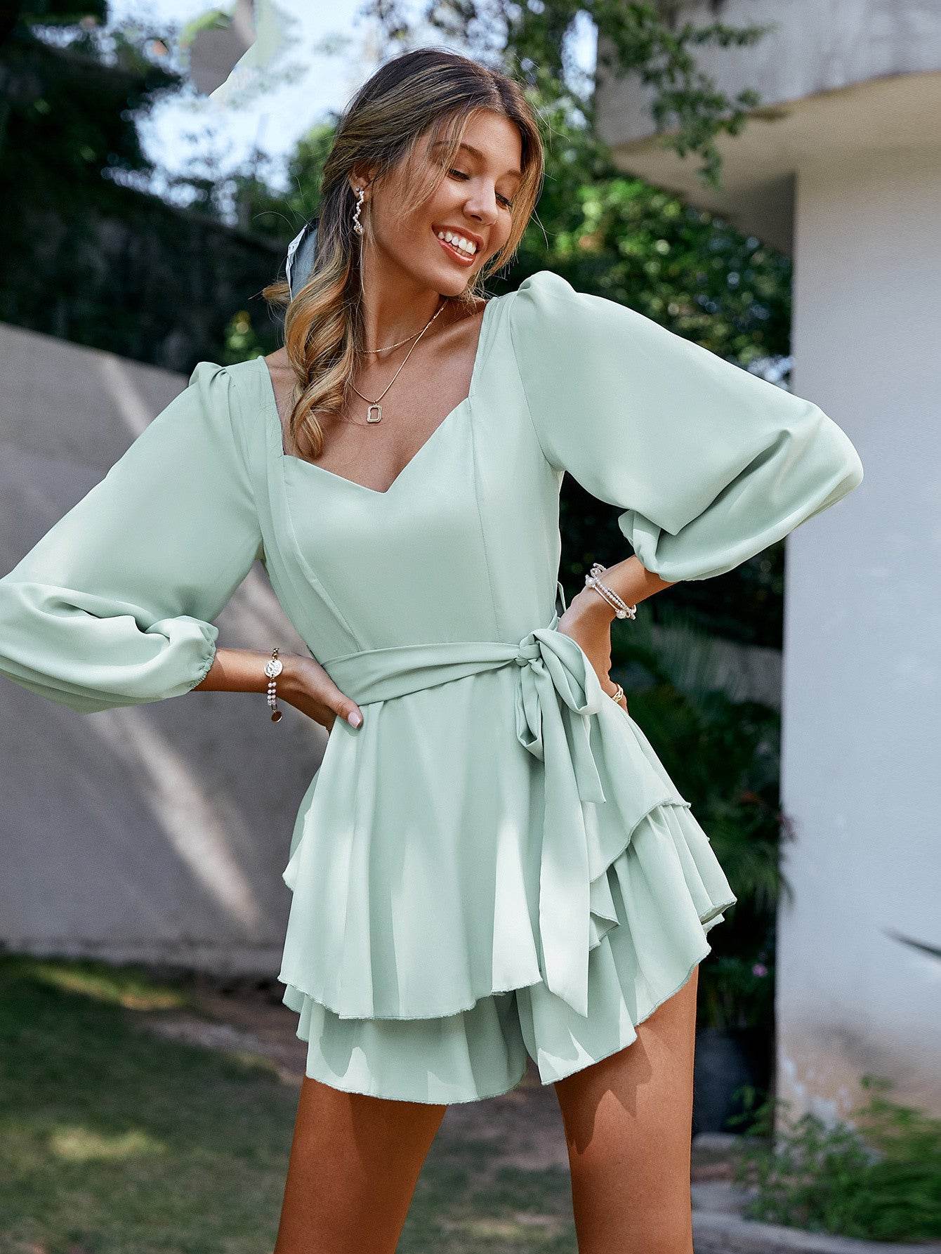 Robe Bohème Verte Broderie Fine - Clairea Boutique