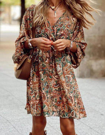 Nouvelle Robe Bohème Imprimée - Clairea Boutique