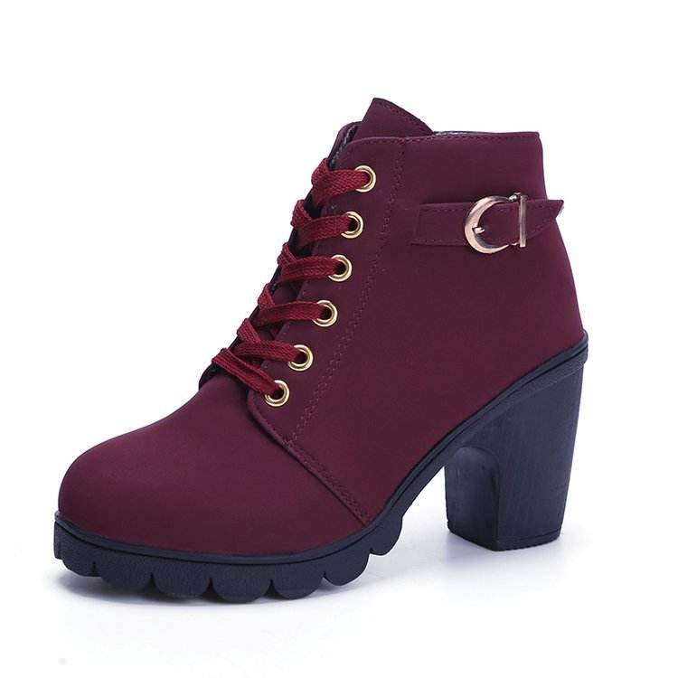 Bottines à Talons Bloc avec Boucle - Clairea Boutique