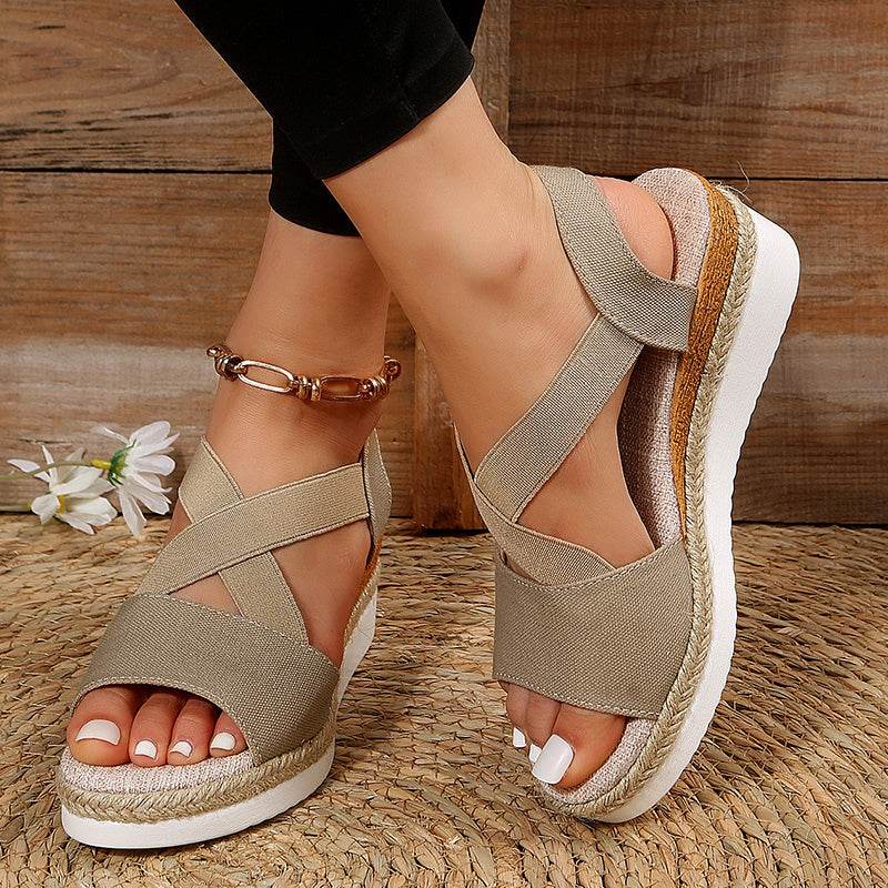 Sandales Compensées À Brides Croisées - Clairea Boutique