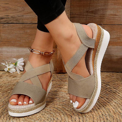 Sandales Compensées À Brides Croisées - Clairea Boutique