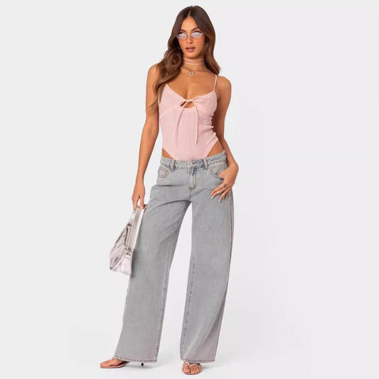 Jean Femme Large Style Rétro Imprimé - Clairea Boutique