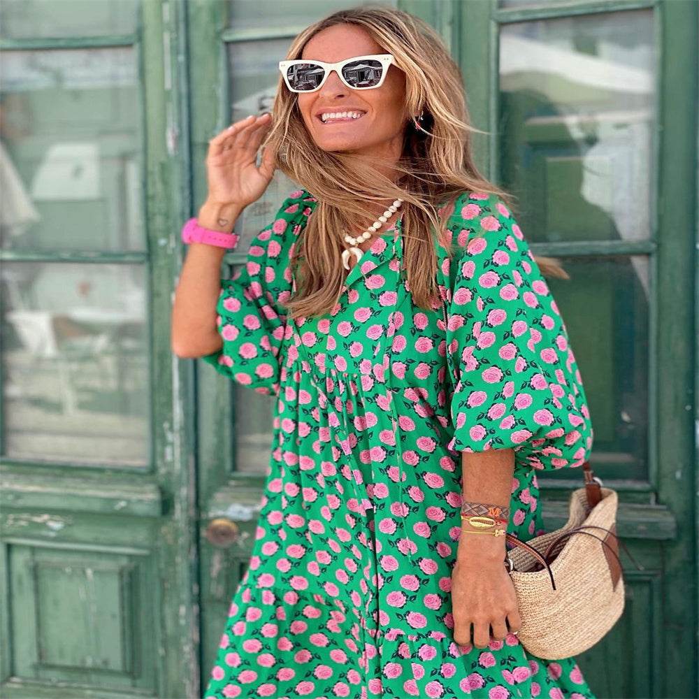 Robe Bohème Élégante Imprimée Vintage - Clairea Boutique