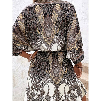 Robe Bohème à Fleurs Col V - Clairea Boutique