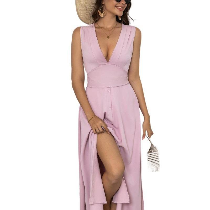 Robe longue sans manches à décolleté plongeant - Clairea Boutique