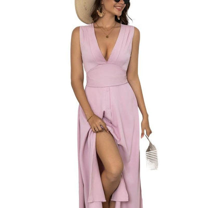 Robe longue sans manches à décolleté plongeant - Clairea Boutique