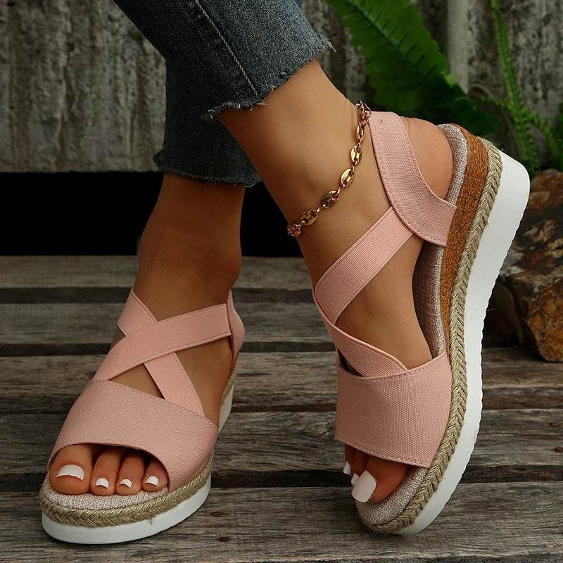 Sandales Compensées À Brides Croisées - Clairea Boutique