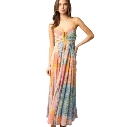 Robe Longue à Bretelles Col V Imprimée - Clairea Boutique