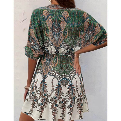 Robe Bohème à Fleurs Col V - Clairea Boutique