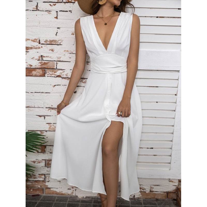 Robe longue sans manches à décolleté plongeant - Clairea Boutique