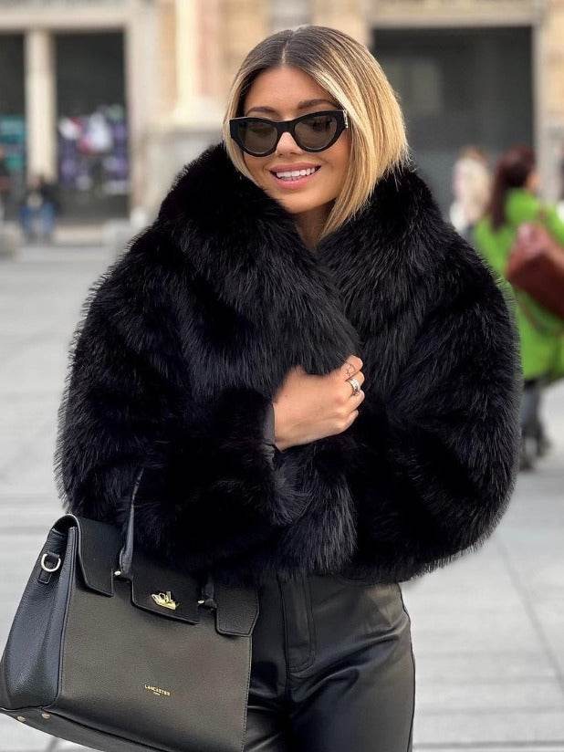 Manteau Hiver Épais Femme – Col à Revers en Fausse Fourrure - Clairea Boutique