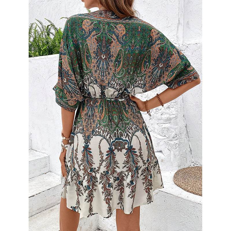 Robe Bohème à Fleurs Col V - Clairea Boutique