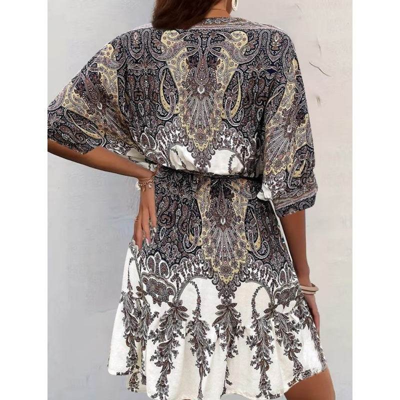 Robe Bohème à Fleurs Col V - Clairea Boutique