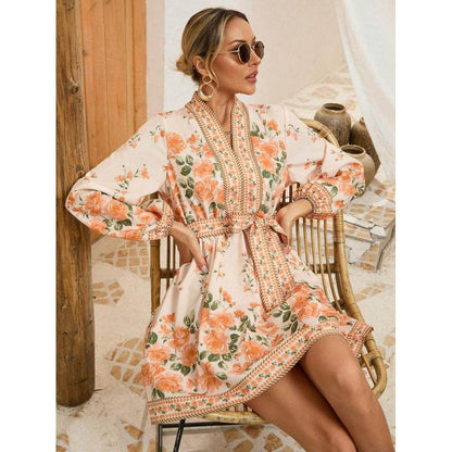 Robe Hiver à Imprimé Fleuri - Clairea Boutique