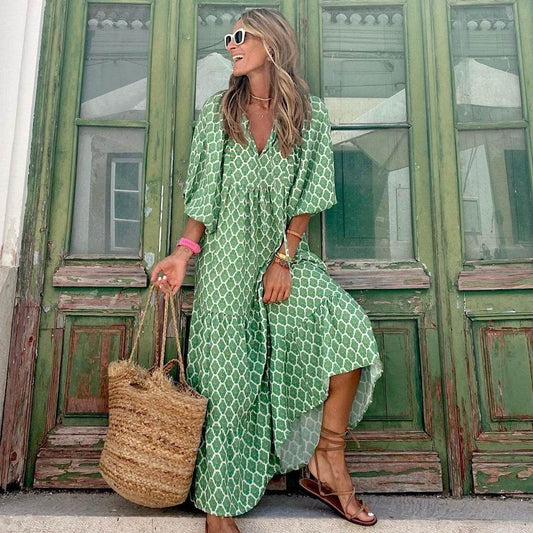 Robe Bohème Élégante Imprimée Vintage - Clairea Boutique