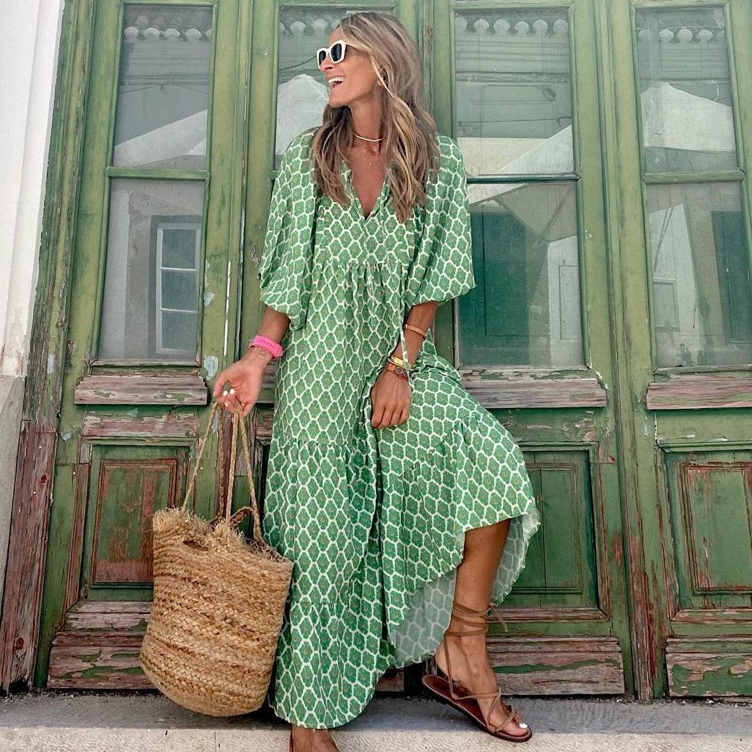 Robe Bohème Élégante Imprimée Vintage - Clairea Boutique